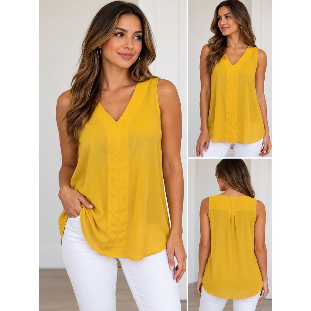 Mustard Women's Sleeveless Gold Blouse Size M
